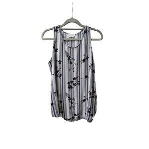 VAN HEUSEN Womens Striped Floral Sleeveless Tank Top Shirt Size S